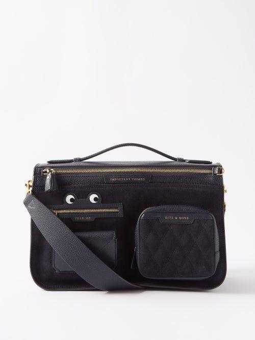 Anya Hindmarch - Frog Eyes Medium Suede Shoulder Bag - Womens - Navy