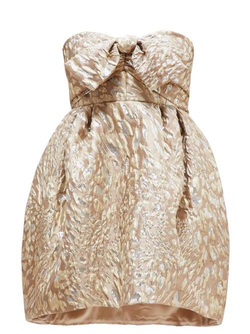 Matchesfashion.com Alexandre Vauthier - Metallic Leopard Jacquard Mini Dress - Womens - Beige Multi