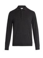Matchesfashion.com Paul Smith - Long Sleeved Fine Knit Wool Polo Shirt - Mens - Dark Grey