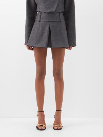 Maximilian Davis - Madeline Inverted-pleat Wool-blend Mini Skirt - Womens - Charcoal