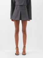 Maximilian Davis - Madeline Inverted-pleat Wool-blend Mini Skirt - Womens - Charcoal