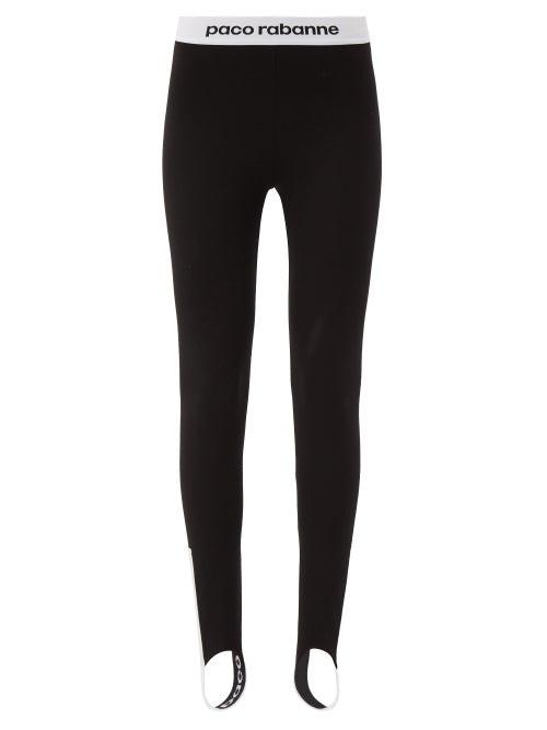 Matchesfashion.com Paco Rabanne - Logo-jacquard Jersey Stirrup Leggings - Womens - Black