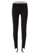 Matchesfashion.com Paco Rabanne - Logo-jacquard Jersey Stirrup Leggings - Womens - Black