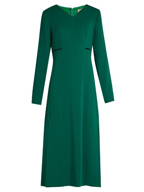 Lanvin V-neck Long-sleeved Cady Gown