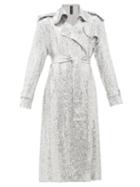 Matchesfashion.com Norma Kamali - Sequinned Double Breasted Trench Coat - Womens - Silver