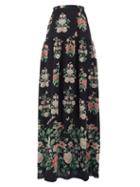 Matchesfashion.com Giambattista Valli - Floral-print Chiffon Maxi Skirt - Womens - Black Multi