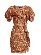 Matchesfashion.com Isabel Marant - Face Floral Print Ruffle Trimmed Dress - Womens - Red Print