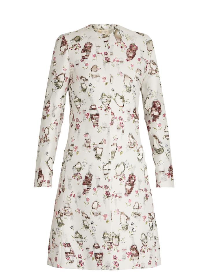 Giambattista Valli Distressed-jacquard Collarless Coat