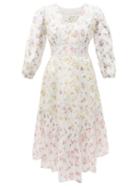 Ladies Beachwear Loveshackfancy - Garrison Lace And Floral-print Cotton-voile Dress - Womens - White Multi