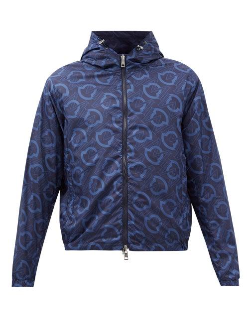 Moncler - Cretes Monogram-print Shell Jacket - Mens - Blue