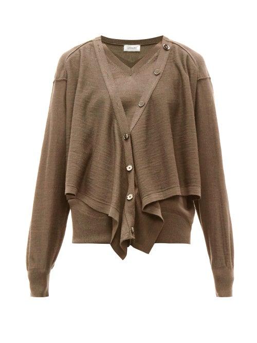 Matchesfashion.com Lemaire - Button Front Merino Wool Blend Sweater - Womens - Brown
