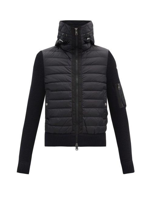 Matchesfashion.com Moncler - Down-quilted Wool-blend Hooded Cardigan - Mens - Black