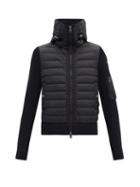 Matchesfashion.com Moncler - Down-quilted Wool-blend Hooded Cardigan - Mens - Black