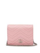 Matchesfashion.com Gucci - Gg Marmont Chain Quilted-leather Wallet - Womens - Pink