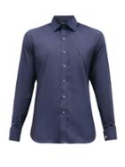 Matchesfashion.com Emma Willis - French-cuff Cotton-blend Poplin Shirt - Mens - Navy