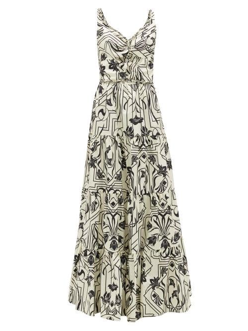 Matchesfashion.com Johanna Ortiz - Architecture Floral-print Cotton Maxi Dress - Womens - Cream Multi