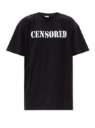 Matchesfashion.com Vetements - Censored-print Cotton-jersey T-shirt - Mens - Black