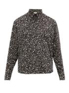 Matchesfashion.com Saint Laurent - Animal-print Point-collar Poplin Shirt - Mens - Black