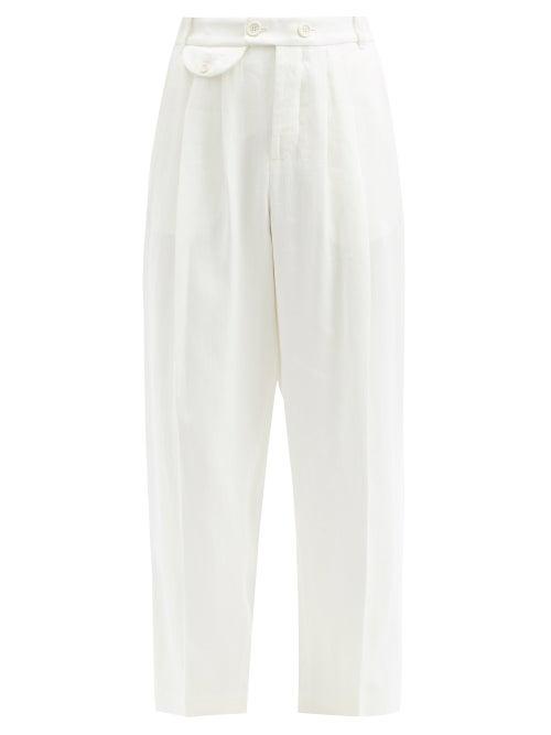Matchesfashion.com Zanini - Linen-herringbone Trousers - Womens - Ivory
