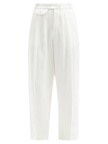 Matchesfashion.com Zanini - Linen-herringbone Trousers - Womens - Ivory