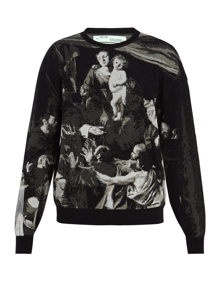 Off-white Caravaggio-intarsia Cotton-blend Sweater