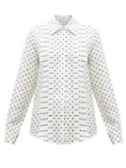 Matchesfashion.com Gabriela Hearst - Mirtha Polka-dot Pintuck-pleat Silk Shirt - Womens - Navy White