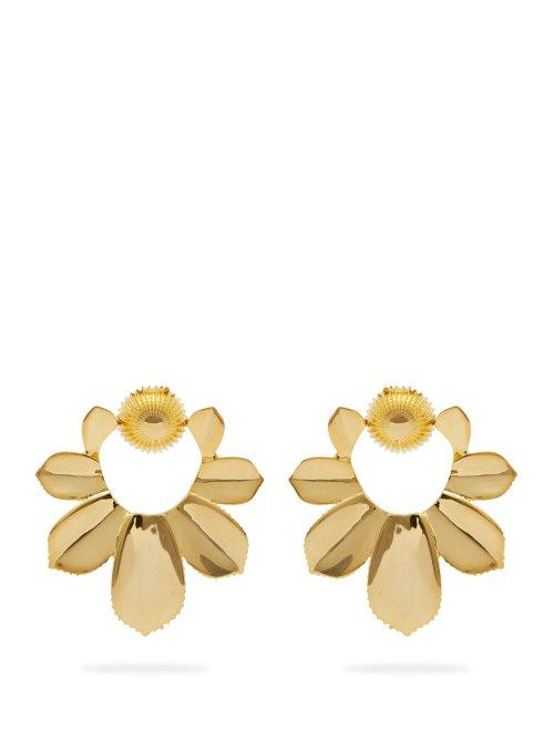 Matchesfashion.com Joelle Kharrat - Floral Gold Plated Earrings - Womens - Gold