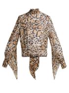 Matchesfashion.com Petar Petrov - Erna Leopard Print Silk Chiffon Blouse - Womens - Leopard