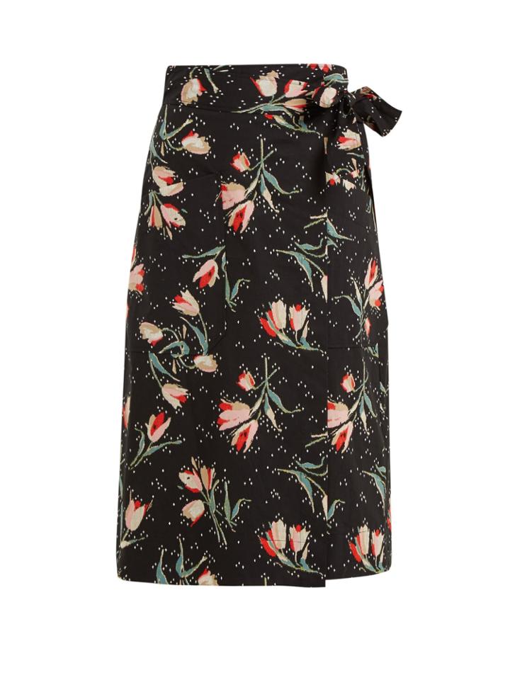 Rebecca Taylor Ikat Tulip-print Wrap Skirt