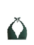 Matchesfashion.com Marysia - Spring Scallop Edged Triangle Bikini Top - Womens - Dark Green