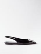 Saint Laurent - Maxine Buckled Patent-leather Slingback Flats - Womens - Black