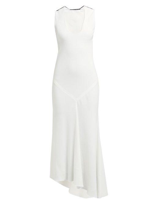Matchesfashion.com Haider Ackermann - Bias Cut Scoop Neck Crepe Dress - Womens - White Black