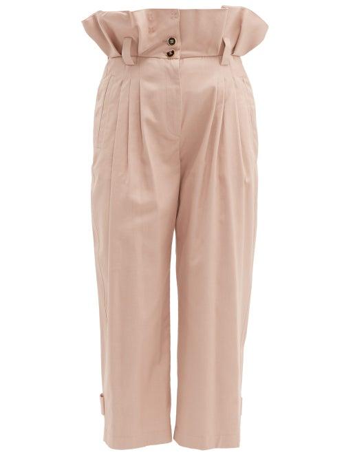 Matchesfashion.com Dolce & Gabbana - Paperbag Waist Cotton Blend Trousers - Womens - Pink
