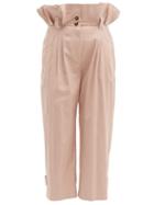 Matchesfashion.com Dolce & Gabbana - Paperbag Waist Cotton Blend Trousers - Womens - Pink