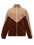 Matchesfashion.com Gucci - Logo Jacquard Satin And Velour Track Jacket - Mens - Brown Multi