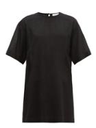 Matchesfashion.com Raey - Long Line Crosshatch Silk Blend Top - Womens - Black