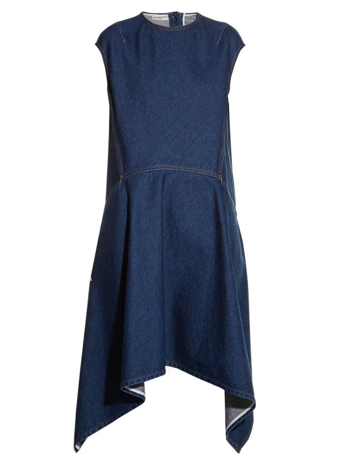 Balenciaga Cut-out Back-hem Denim Dress