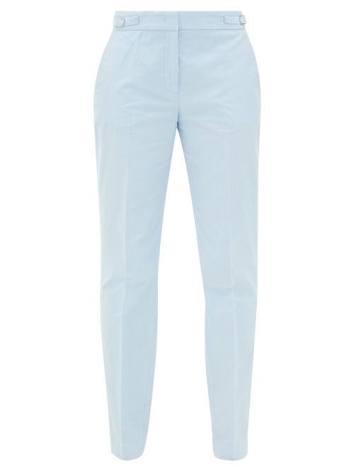 Matchesfashion.com Gabriela Hearst - Isabel Cotton-corduroy Slim-leg Trousers - Womens - Light Blue
