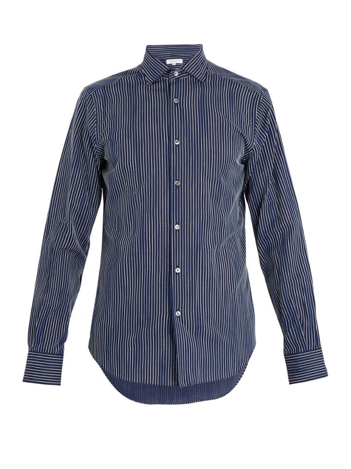 Boglioli Spread-collar Pinstriped Cotton Shirt