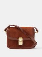 A.p.c. - Grace Small Suede And Leather Shoulder Bag - Womens - Brown