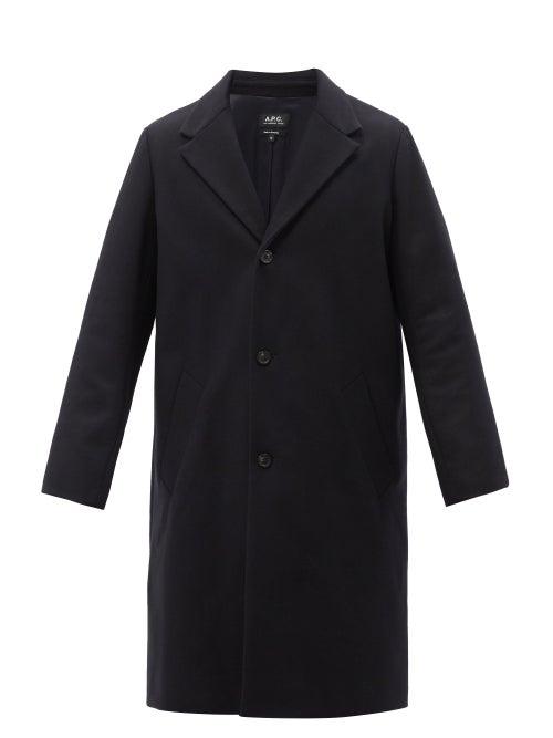 A.p.c. - Robin Brushed Wool-blend Coat - Mens - Dark Blue