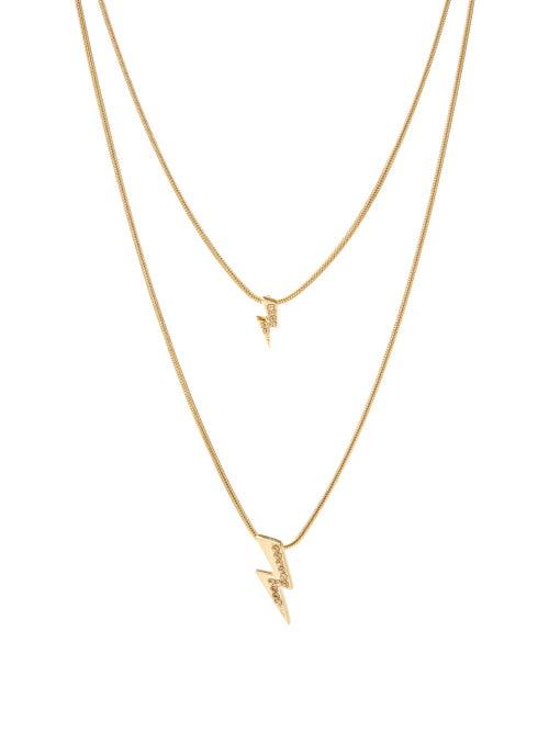 Matchesfashion.com Isabel Marant - Flash Crystal Embellished Lightning Bolt Necklace - Womens - Gold