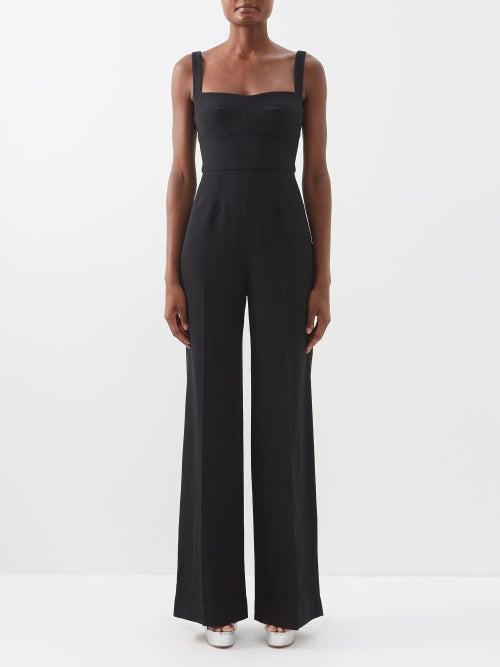 Saloni - Rachel Crepe Jumpsuit - Womens - Black