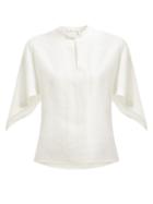 Matchesfashion.com Chlo - Draped Sleeve Silk Crepe De Chine Blouse - Womens - Ivory