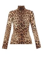 Matchesfashion.com Dolce & Gabbana - Leopard Print High Neck Silk Top - Womens - Leopard