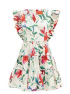 La Doublej - Honeybun Lily-print Tiered Mini Dress - Womens - White Print