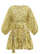 Matchesfashion.com Rhode - Ella Floral Print Cotton Voile Dress - Womens - Yellow Print