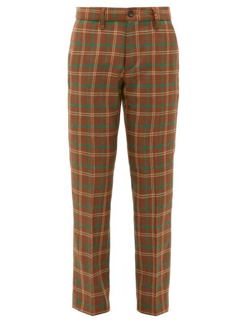 Matchesfashion.com Connolly - High-rise Checked Wool Trousers - Womens - Brown Multi