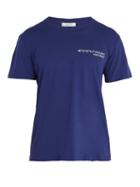 Matchesfashion.com Valentino - Text Print Cotton Jersey T Shirt - Mens - Blue