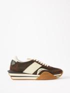 Tom Ford - James Raised-sole Suede And Canvas Trainers - Mens - Brown White